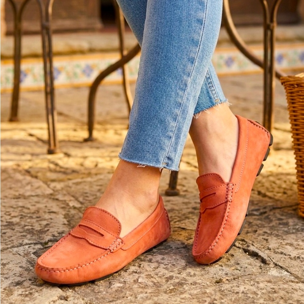 Mercanti Florentini Suede Women’s Coral Penny Loafers Driving Mocs Size 6.5B